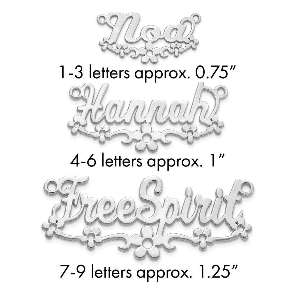 10k White Gold Flower Name Plate