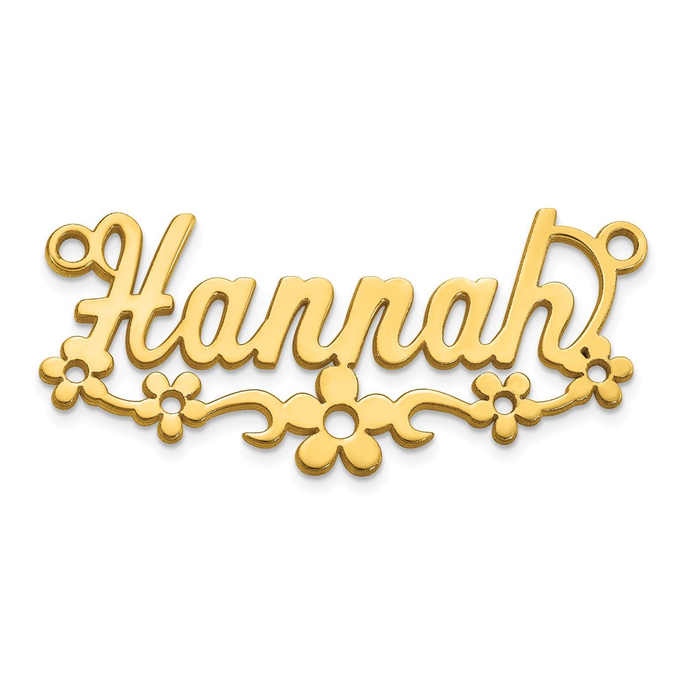 10k Yellow Gold Flower Name Plate