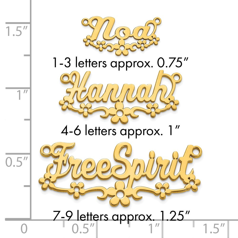 10k Yellow Gold Flower Name Plate