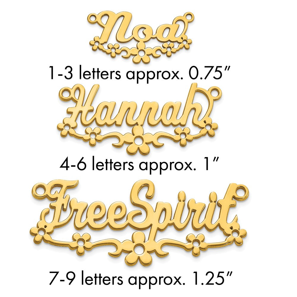 10k Yellow Gold Flower Name Plate