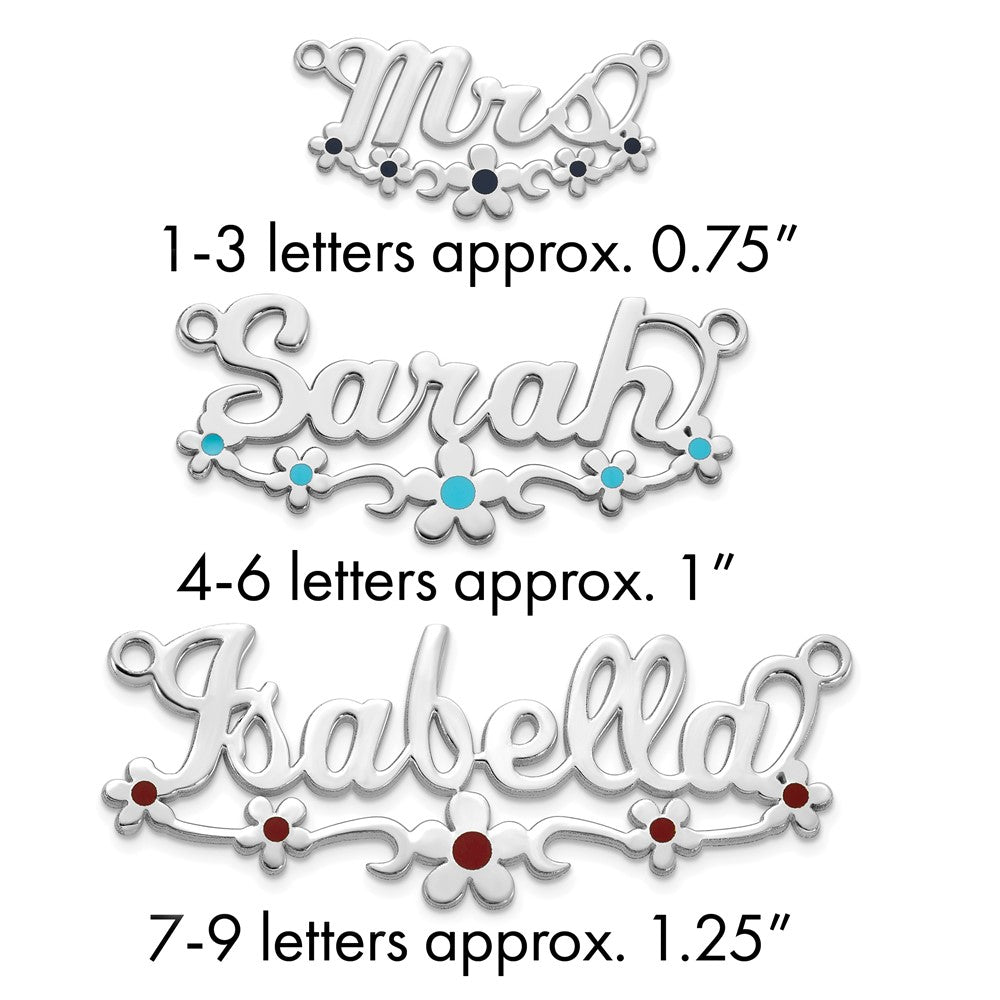 10k White Gold Epoxy Flower Name Plate