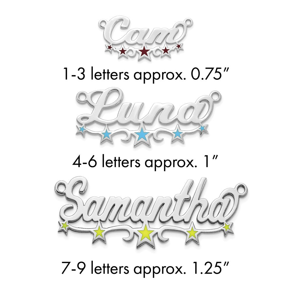 10k White Gold Epoxy Stars Name Plate