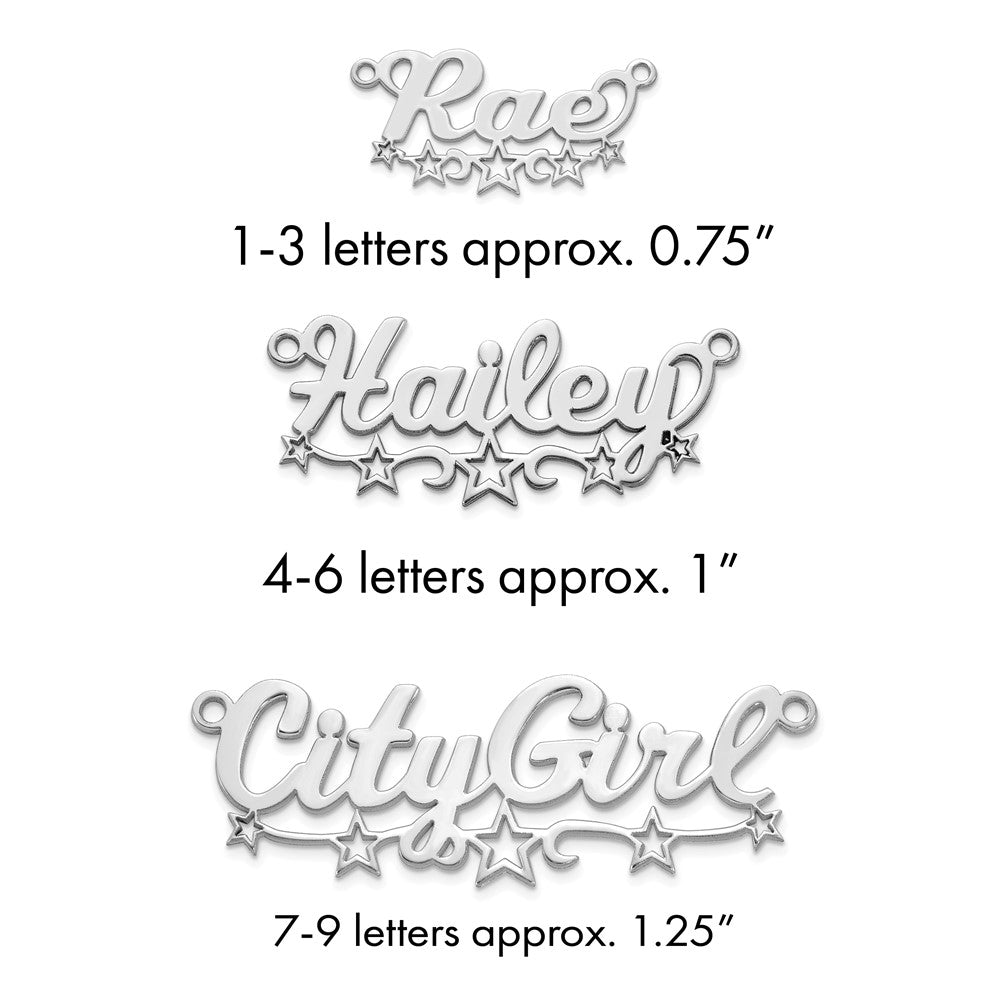 10k White gold Cut-out Stars Name Plate