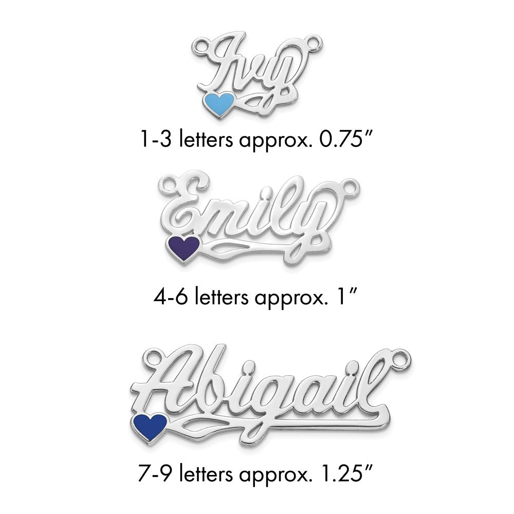 10k White Gold Epoxy Heart Name Plate