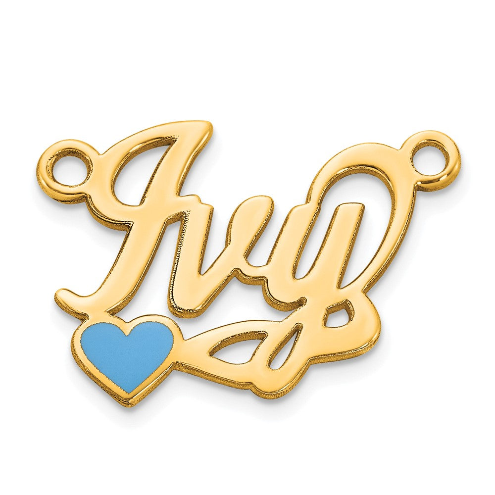 10k Yellow Gold Epoxy Heart Name Plate