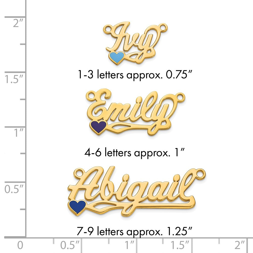 10k Yellow Gold Epoxy Heart Name Plate