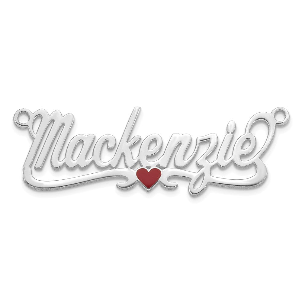 10k White Gold Epoxy Heart Name Plate