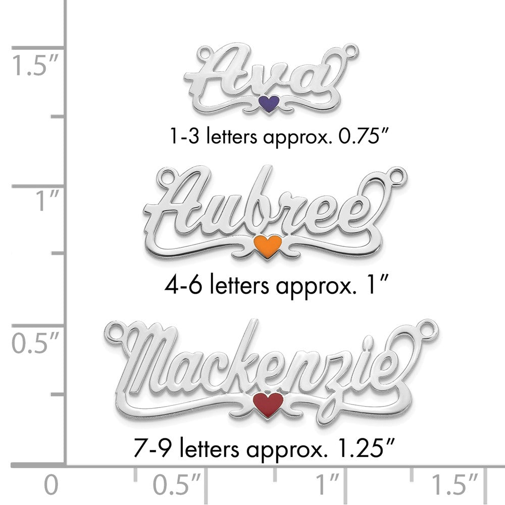 10k White Gold Epoxy Heart Name Plate