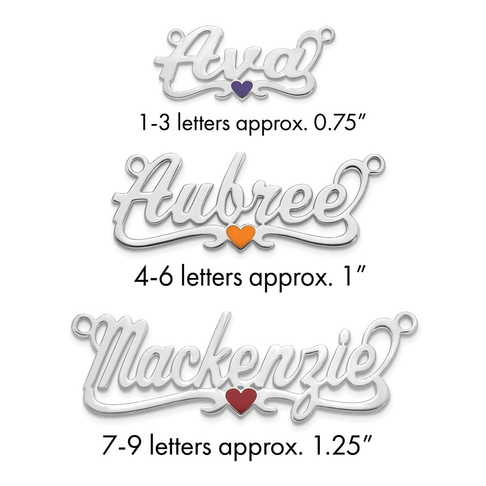 10k White Gold Epoxy Heart Name Plate