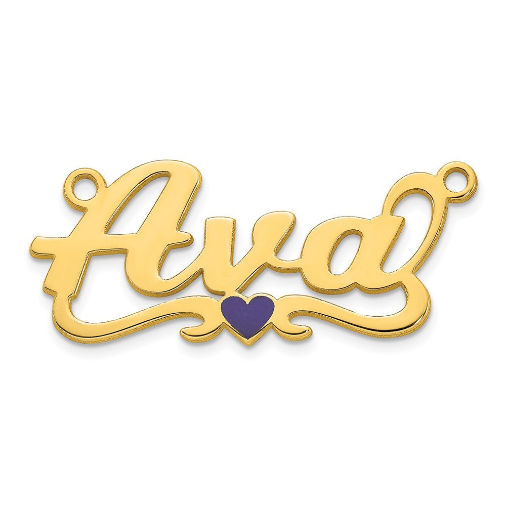 10k Yellow Gold Epoxy Heart Name Plate