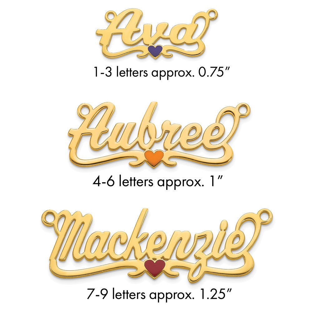 10k Yellow Gold Epoxy Heart Name Plate