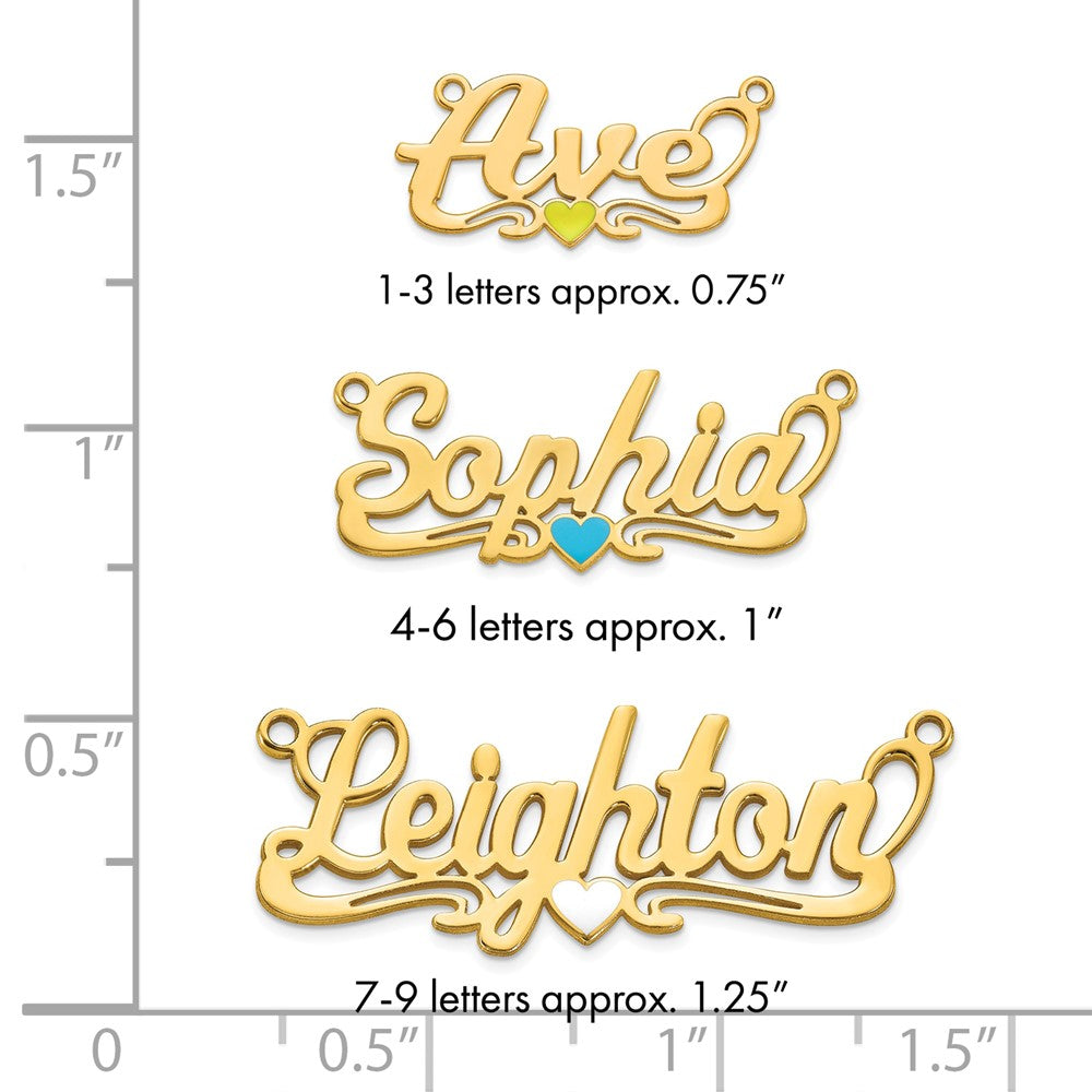 10k Yellow Gold Epoxy Heart Name Plate