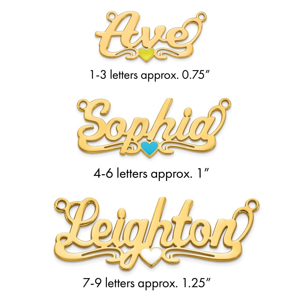 10k Yellow Gold Epoxy Heart Name Plate
