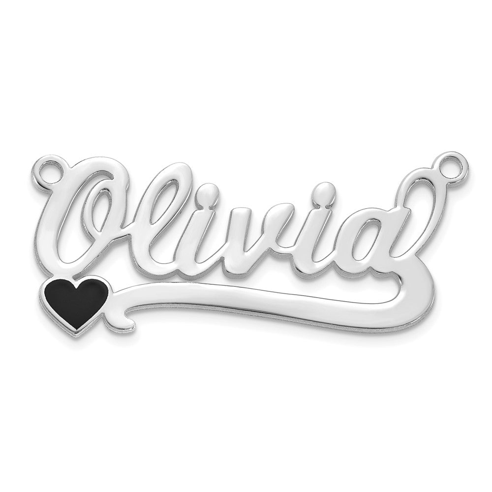 10k White Gold Epoxy Heart Name Plate