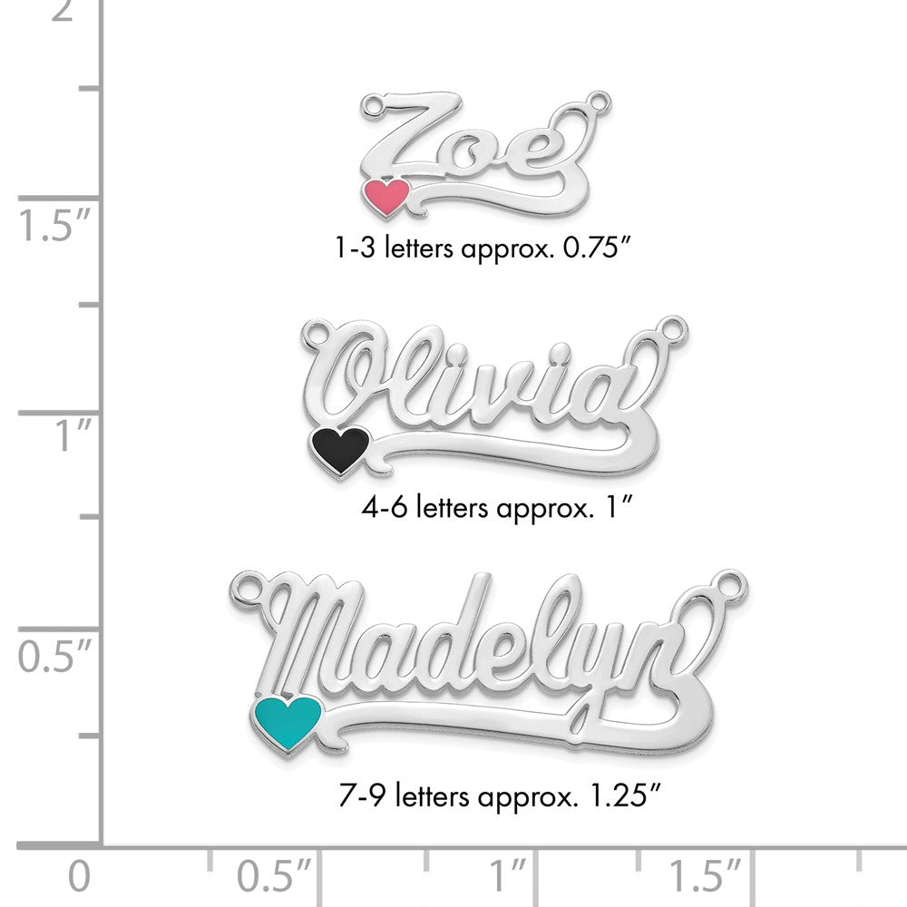 10k White Gold Epoxy Heart Name Plate