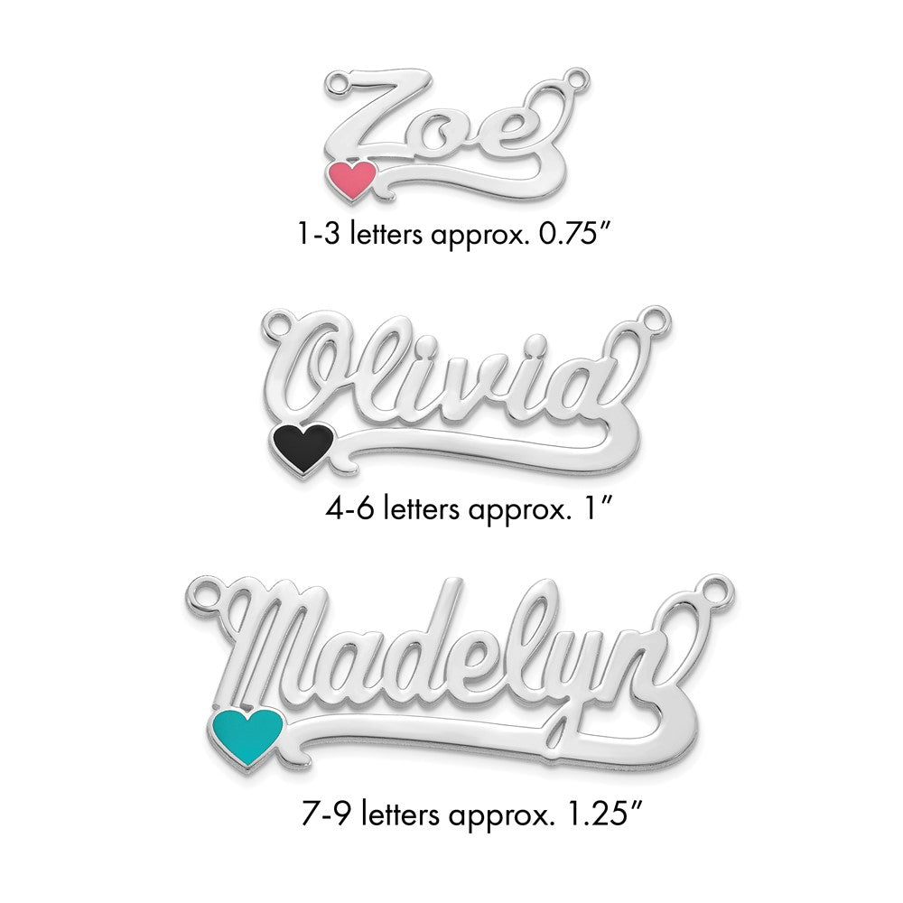 10k White Gold Epoxy Heart Name Plate