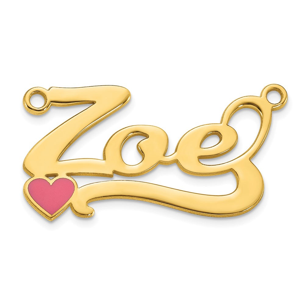 10k Yellow Gold Epoxy Heart Name Plate