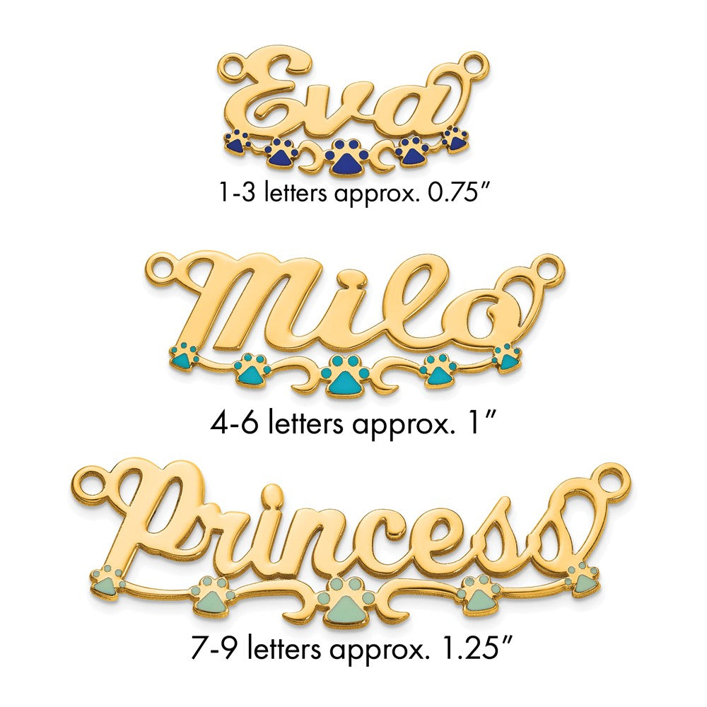 10k Yellow Gold Epoxy Paw Print Name Plate
