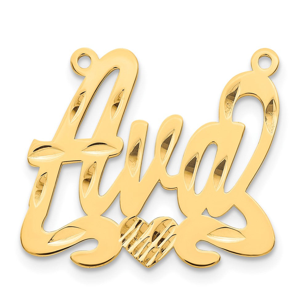 10k Yellow Gold Diamond-cut Heart Name Plate