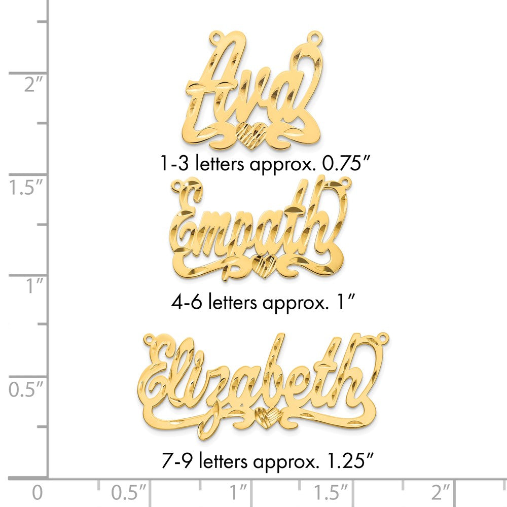 10k Yellow Gold Diamond-cut Heart Name Plate