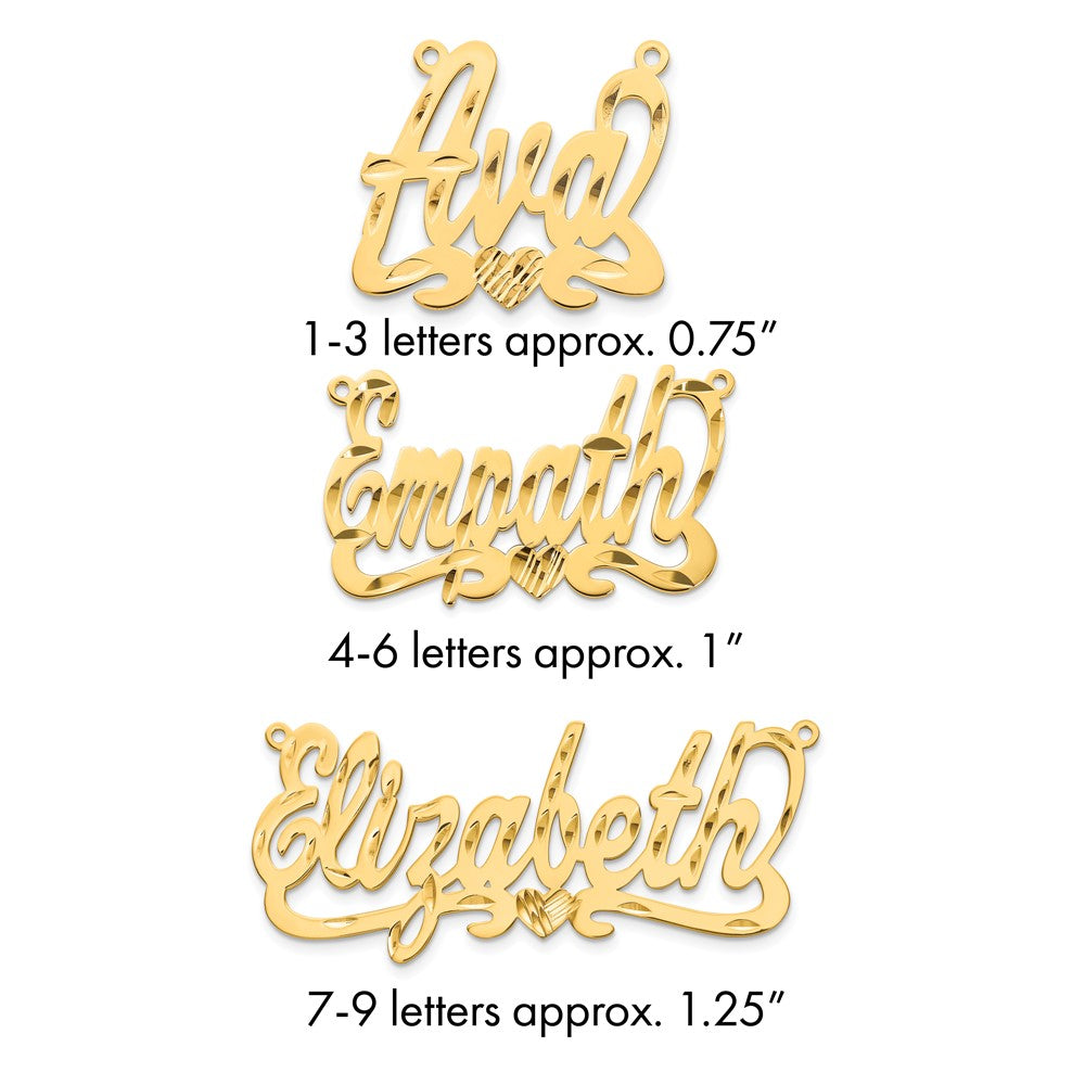10k Yellow Gold Diamond-cut Heart Name Plate