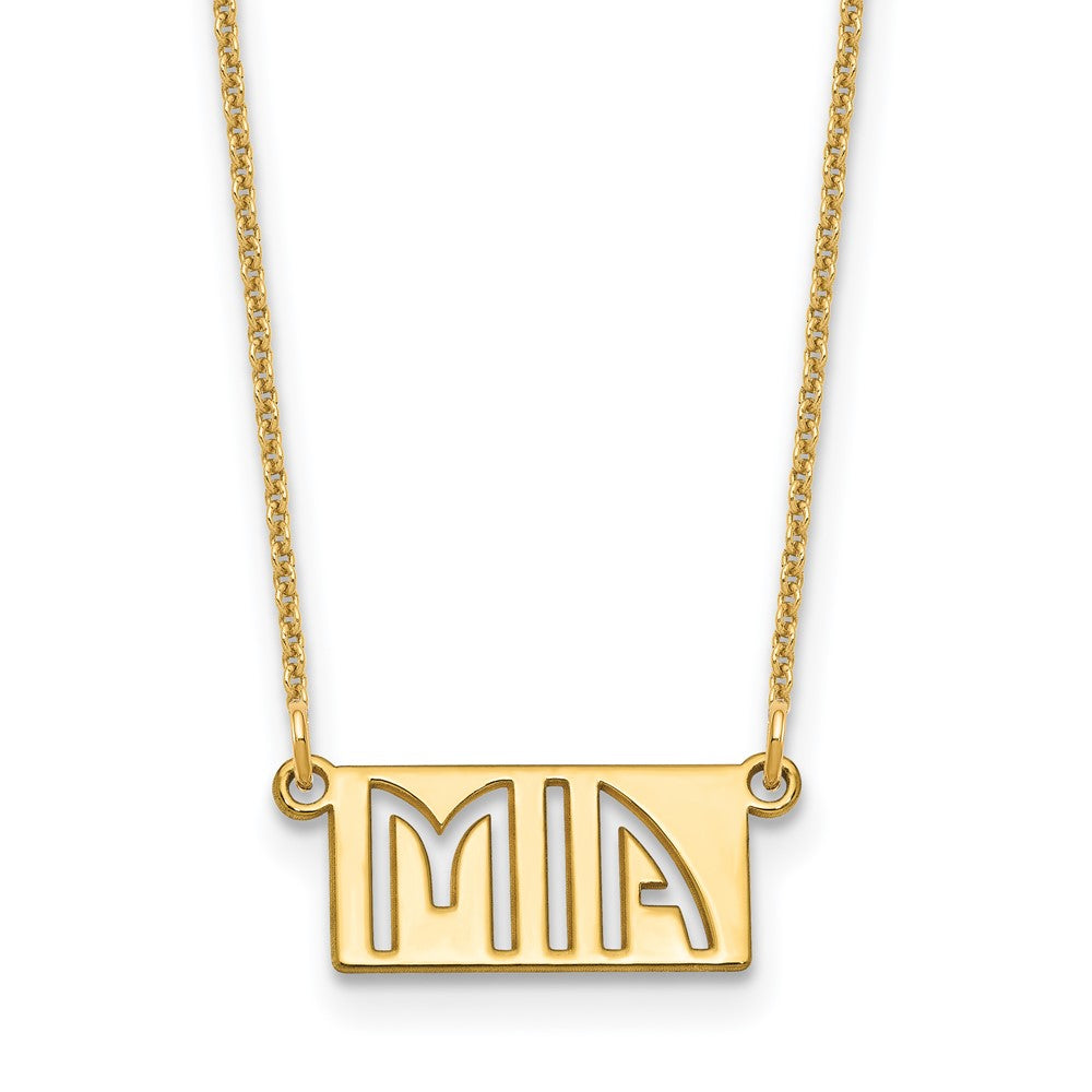 10k Yellow Gold 1-3 Letter cut-out Name Bar Necklace