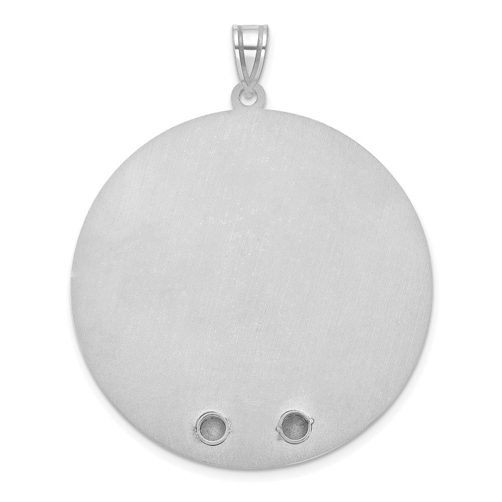 10k White Gold Circle w/2 Birth Flower and Birthstone Pendant