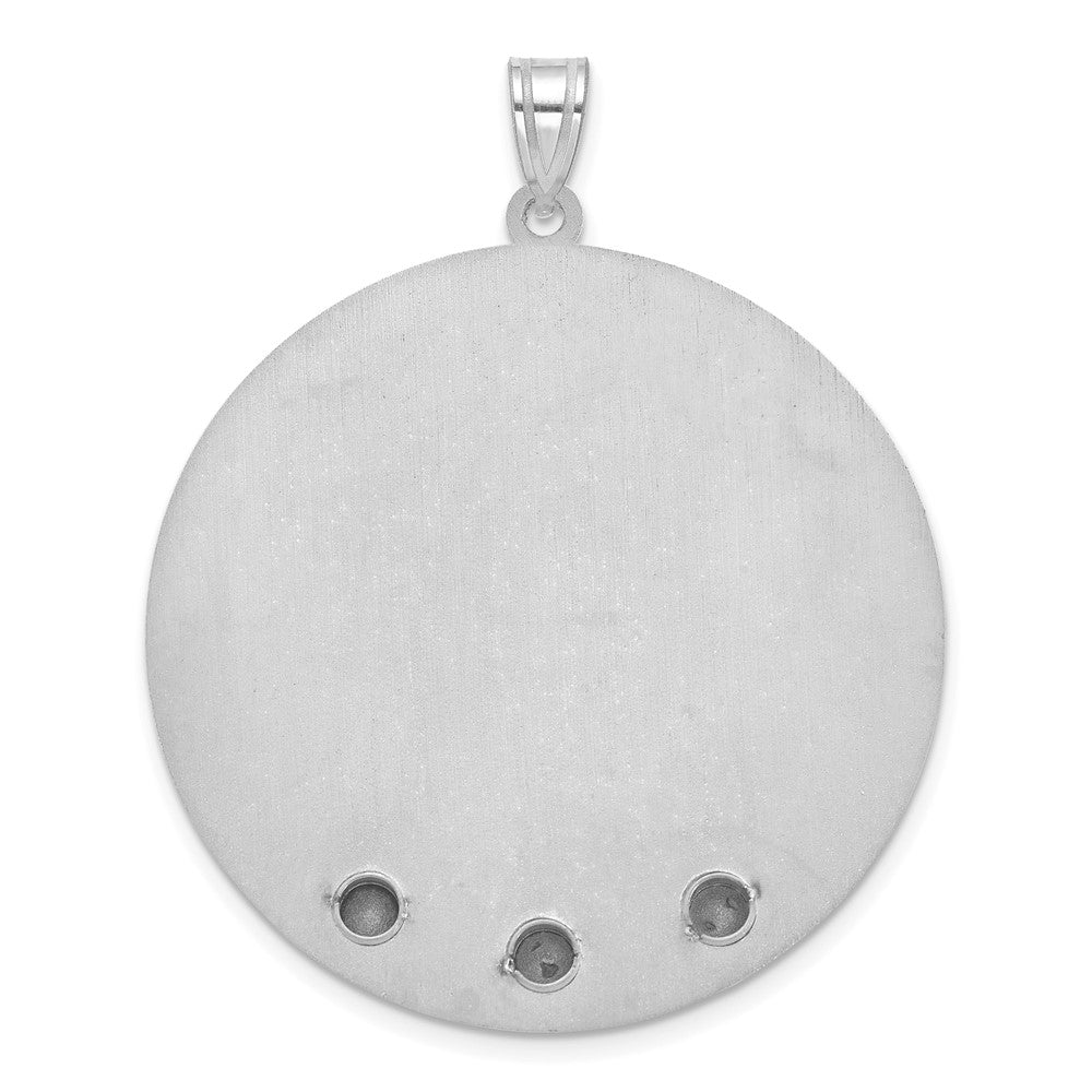10k White Gold Circle w/3 Birth Flower and Birthstone Pendant