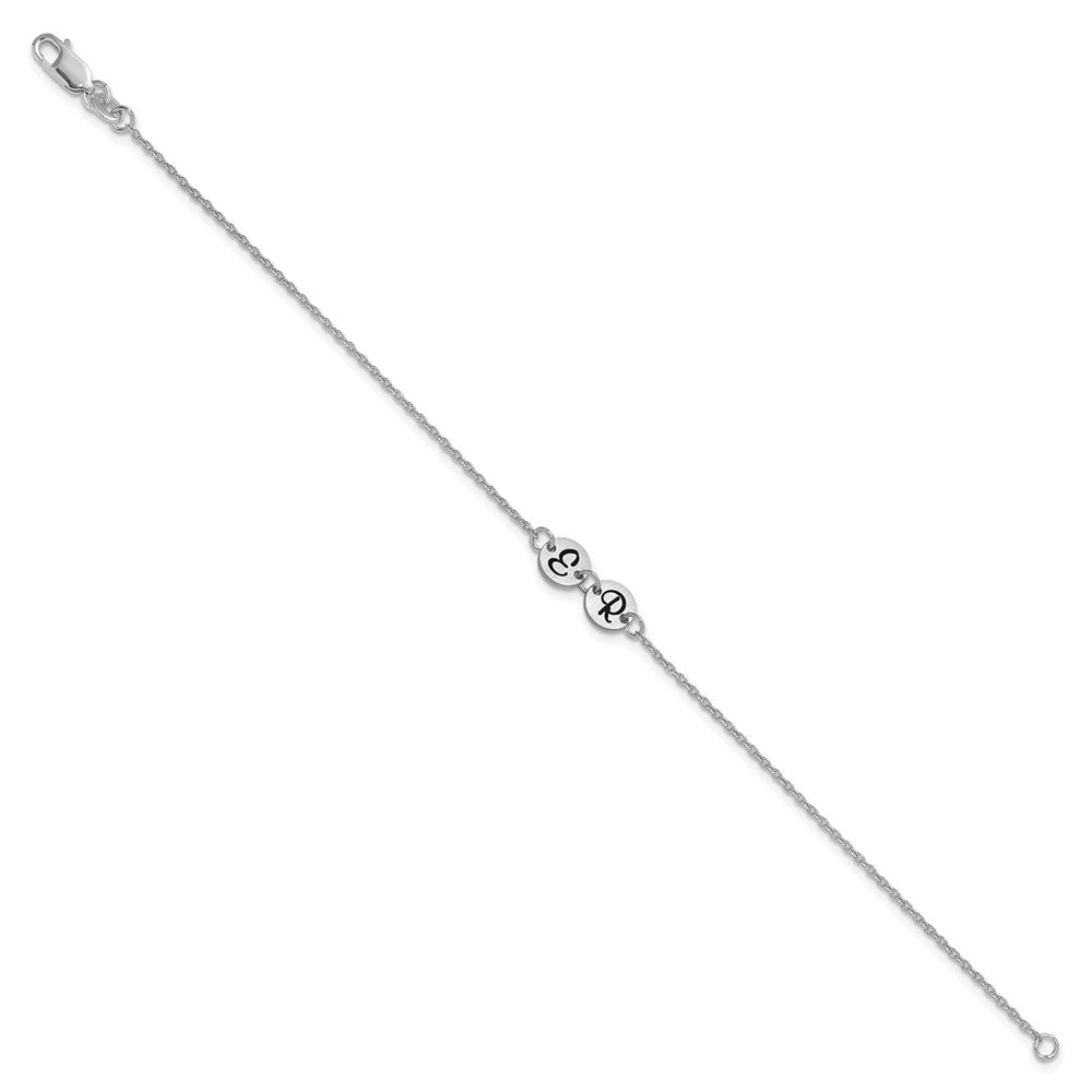10k White Gold Brushed 2 Station Disc with Epoxy Initial Bracelet