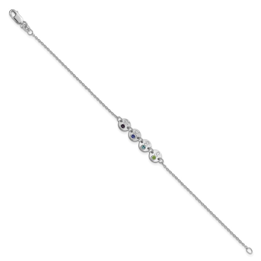 10k White Gold 4 Disc with Initial and Birthstone Bracelet