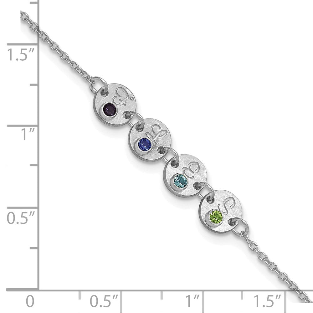 10k White Gold 4 Disc with Initial and Birthstone Bracelet