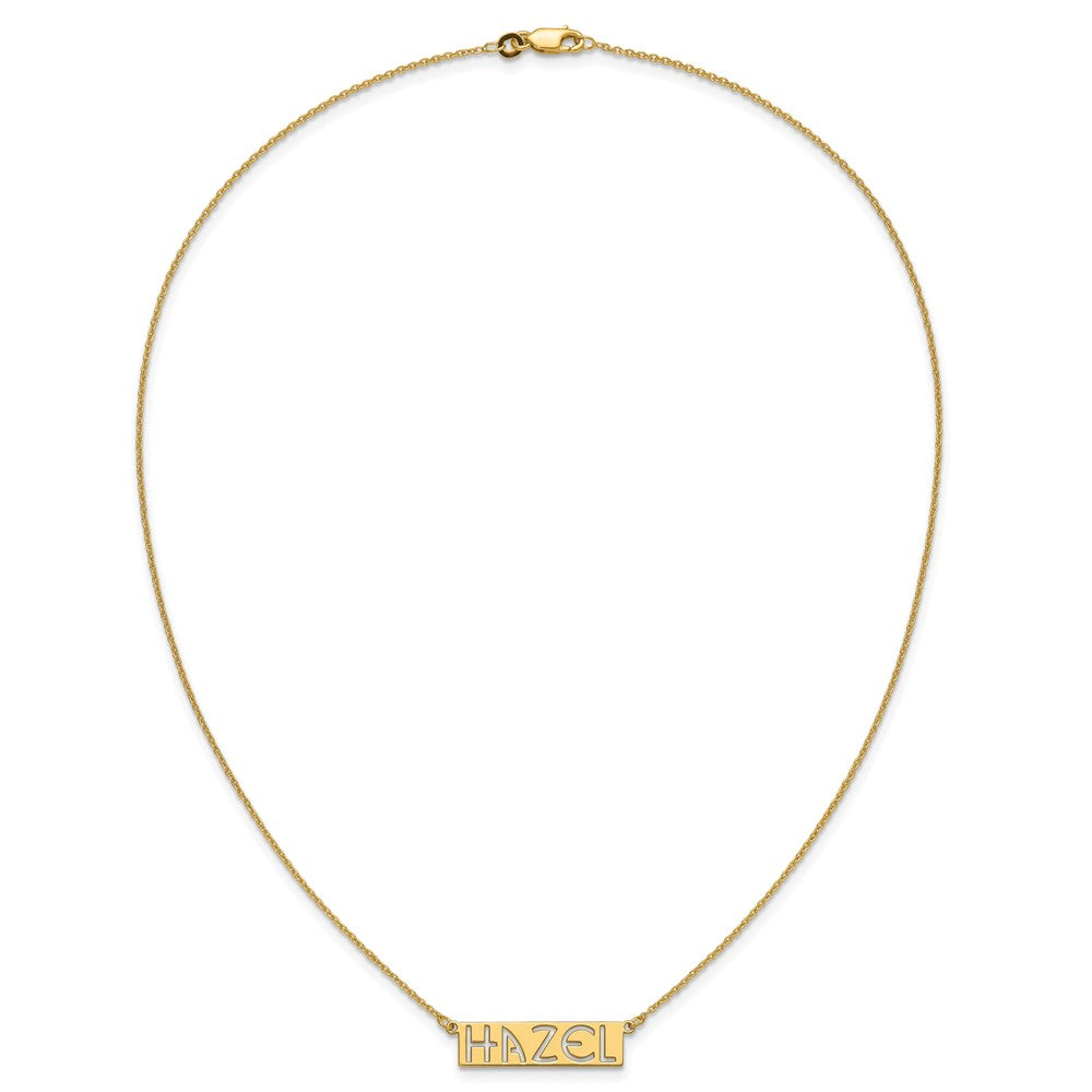10k Yellow Gold 4-6 Letter cut-out Name Bar Necklace