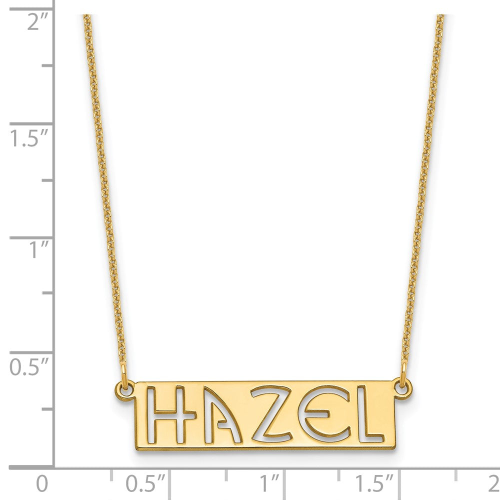 10k Yellow Gold 4-6 Letter cut-out Name Bar Necklace