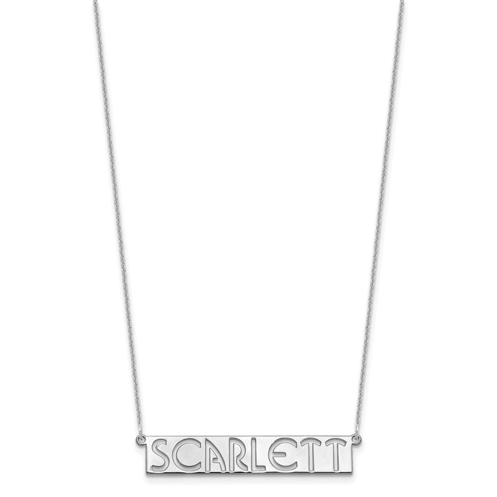 10k White Gold 7-9 Letter cut-out Name Bar Necklace
