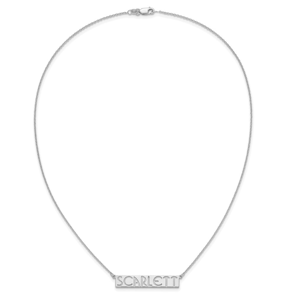 10k White Gold 7-9 Letter cut-out Name Bar Necklace