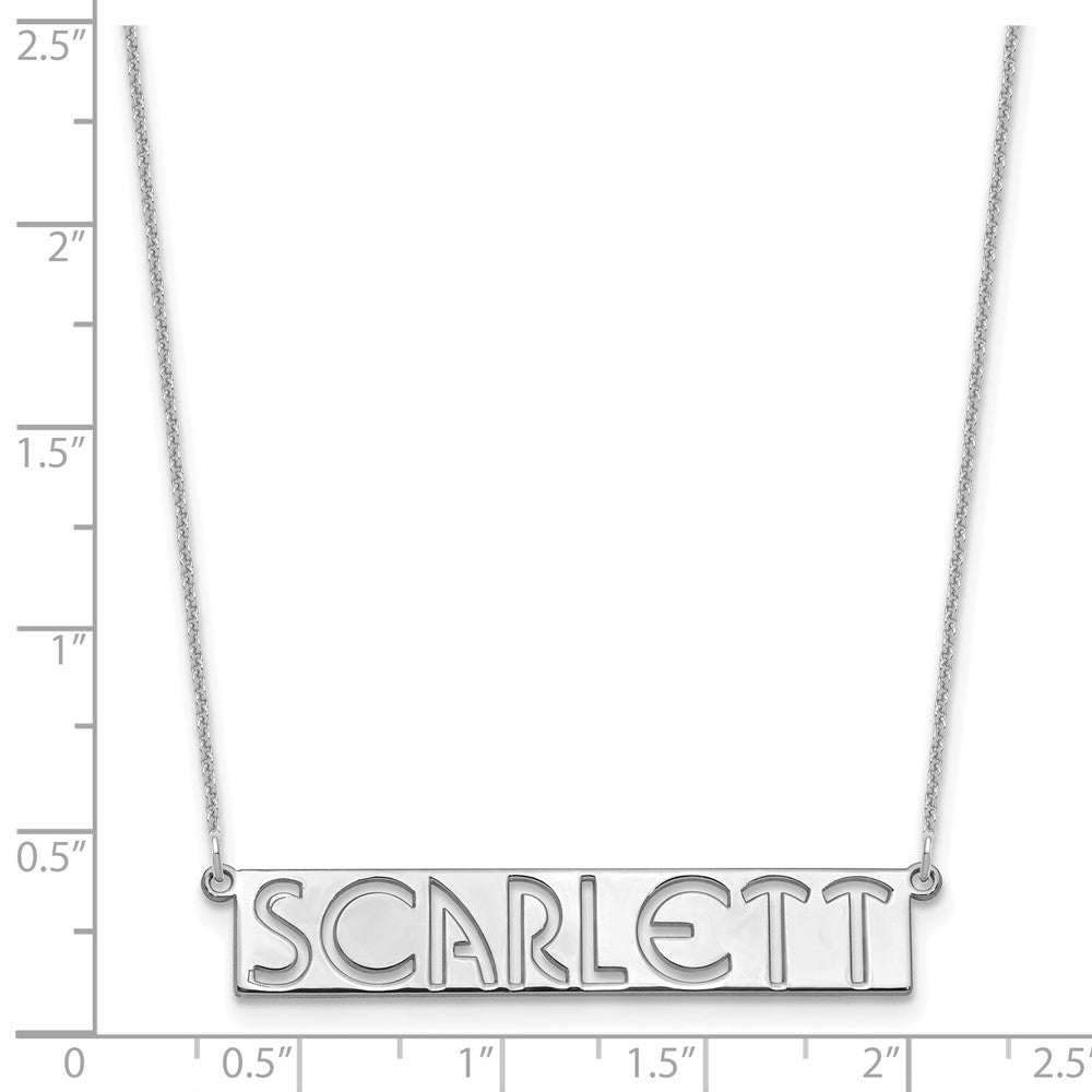 10k White Gold 7-9 Letter cut-out Name Bar Necklace