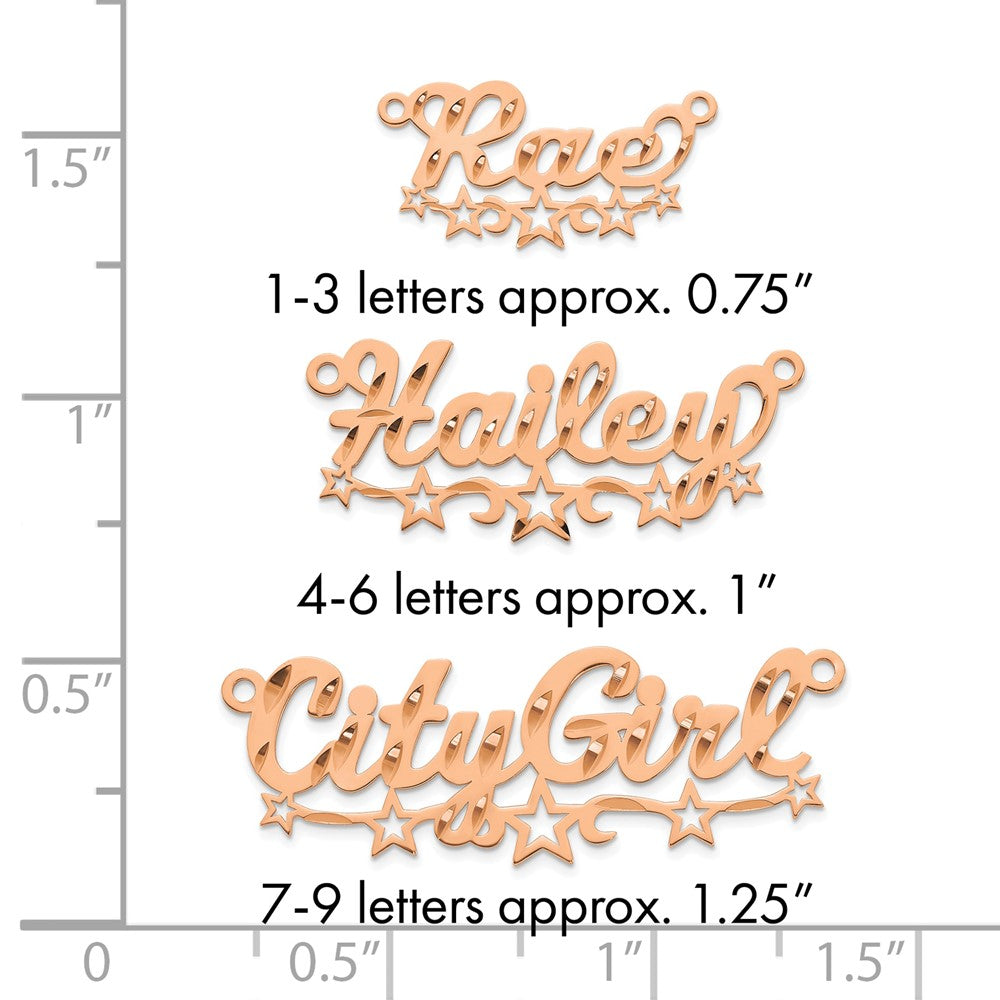 10k Rose Gold Diamond-cut Cut-out Stars Name Plate