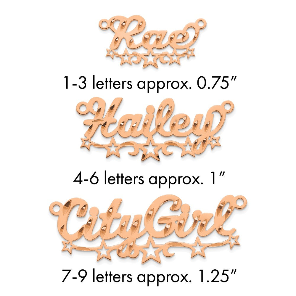 10k Rose Gold Diamond-cut Cut-out Stars Name Plate