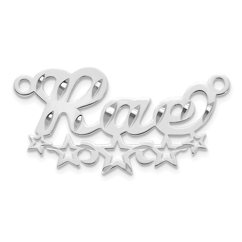 10k White Gold Diamond-cut Cut-out Stars Name Plate