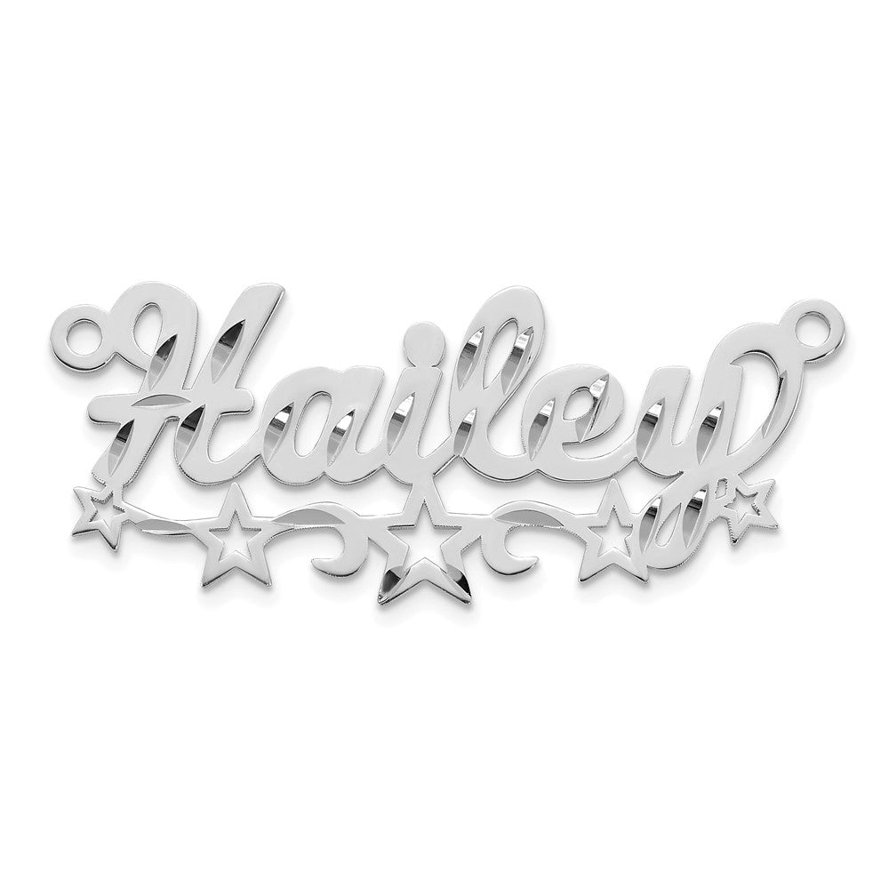 10k White Gold Diamond-cut Cut-out Stars Name Plate