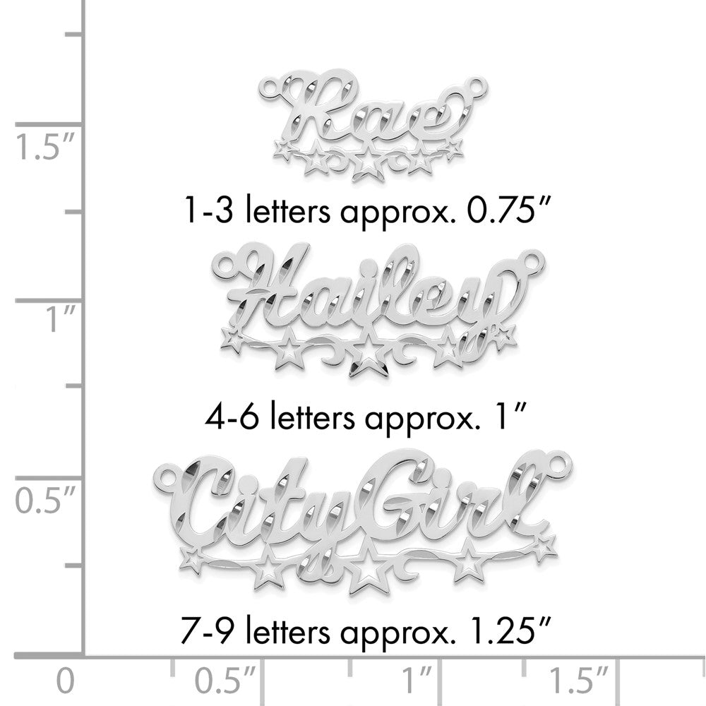 10k White Gold Diamond-cut Cut-out Stars Name Plate