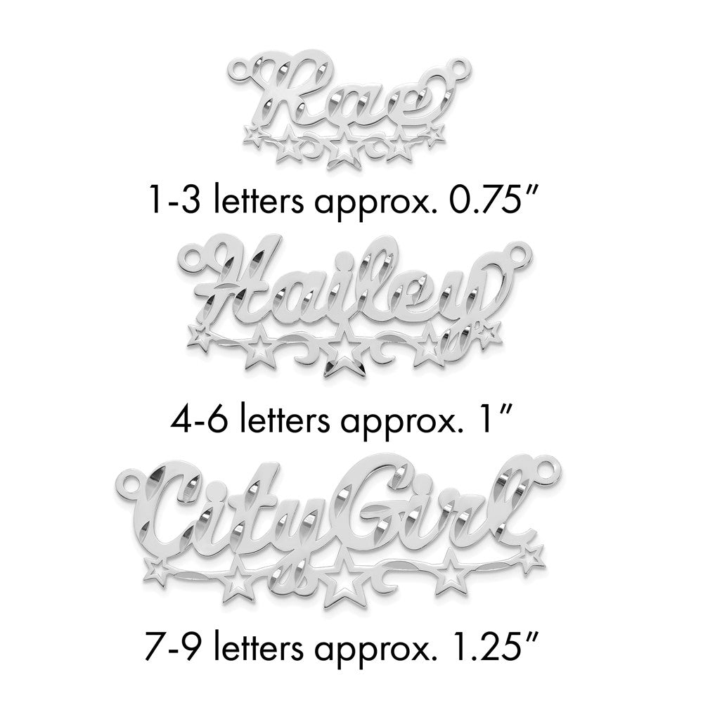 10k White Gold Diamond-cut Cut-out Stars Name Plate
