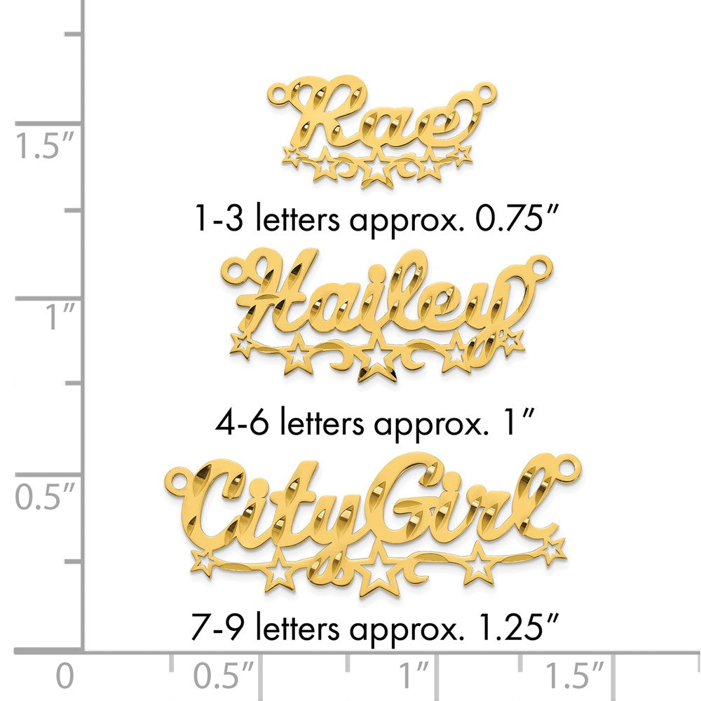 10k Yellow Gold Diamond-cut Cut-out Stars Name Plate