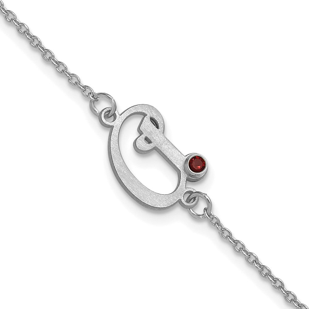 10k White Gold Initial and Birthstone Bracelet