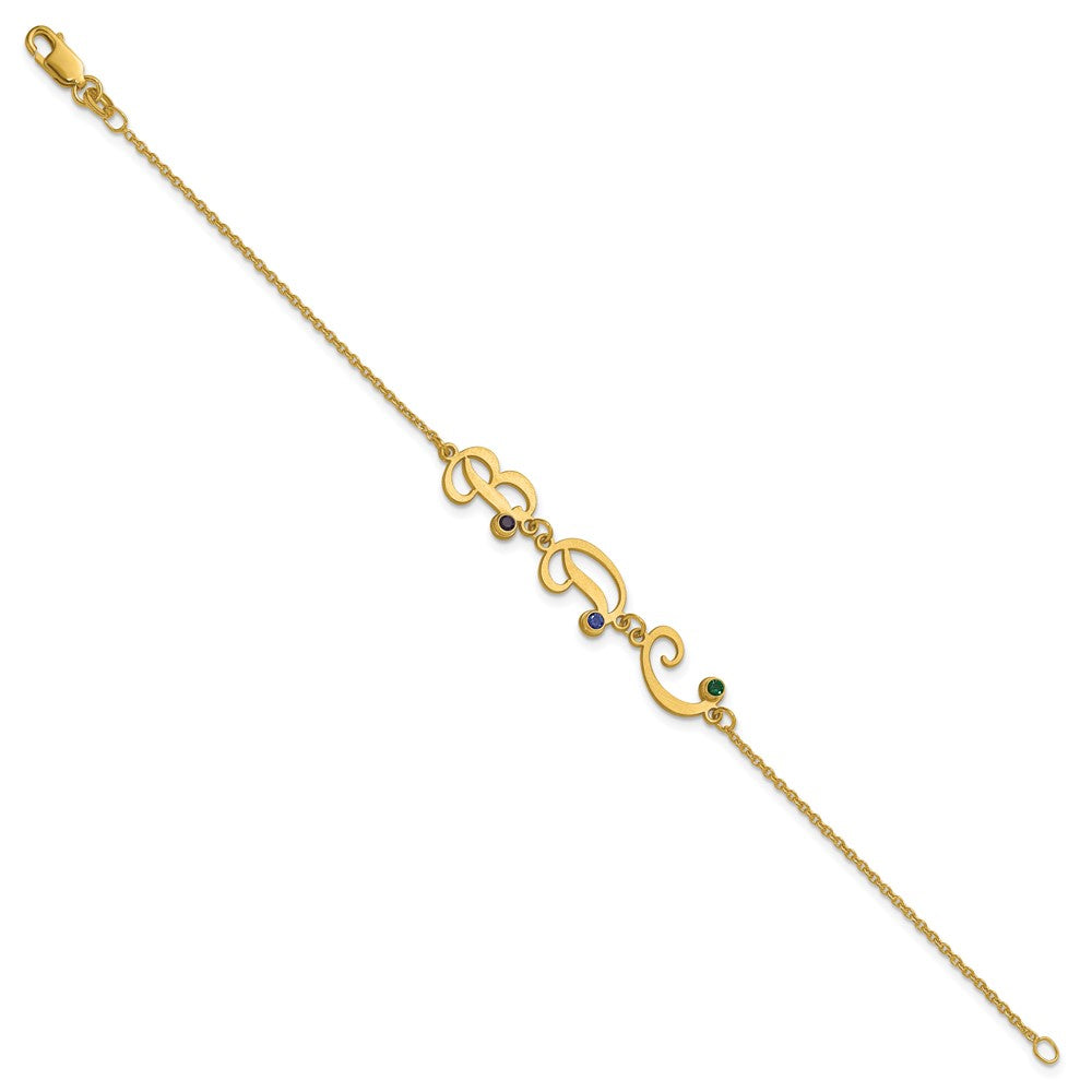10k Yellow Gold Initial and Birthstone Bracelet