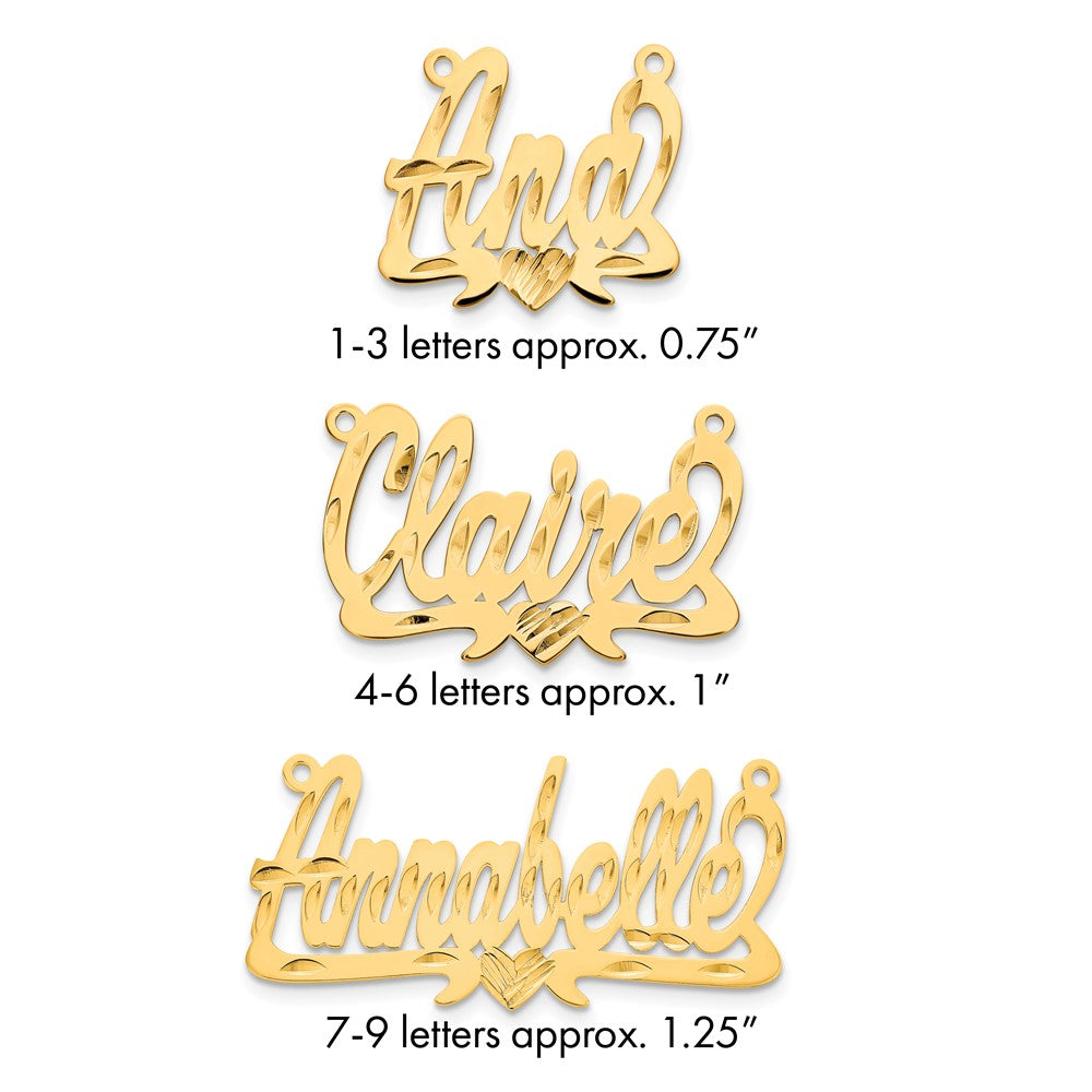 10k Yellow Gold Diamond-cut Heart Name Plate