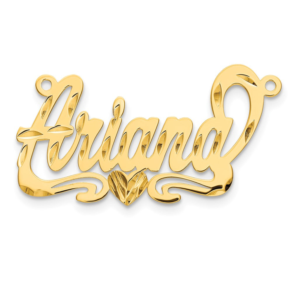 10k Yellow Gold Diamond-cut Heart Name Plate