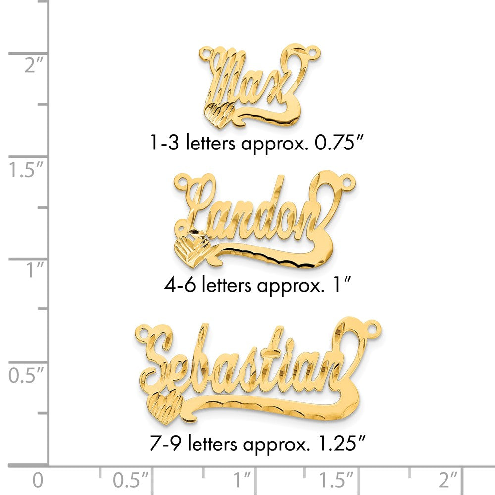 10k Yellow Gold Diamond-cut Heart Name Plate