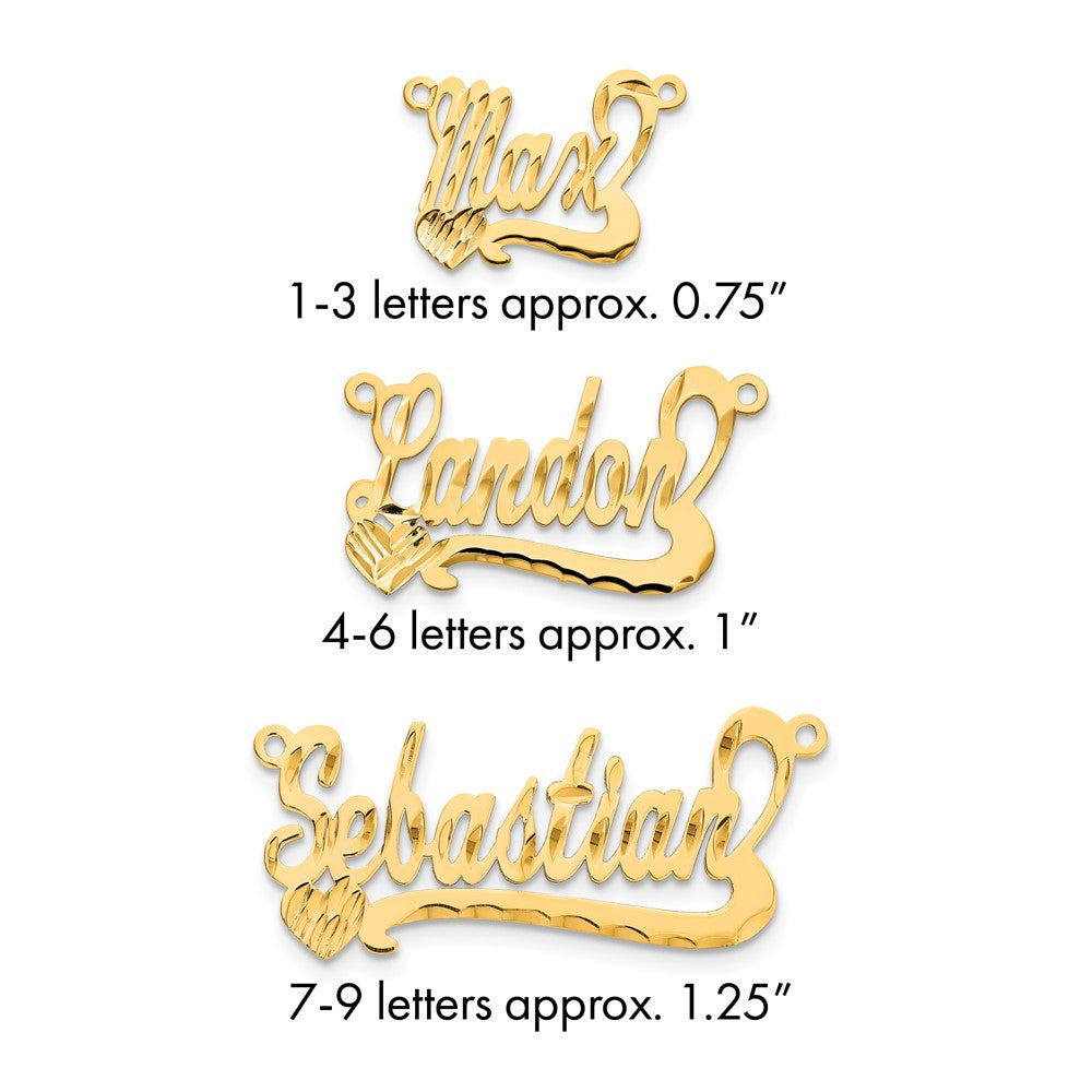 10k Yellow Gold Diamond-cut Heart Name Plate