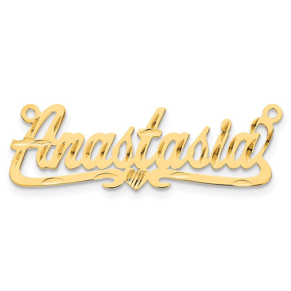 10k Yellow Gold Diamond-cut Heart Name Plate